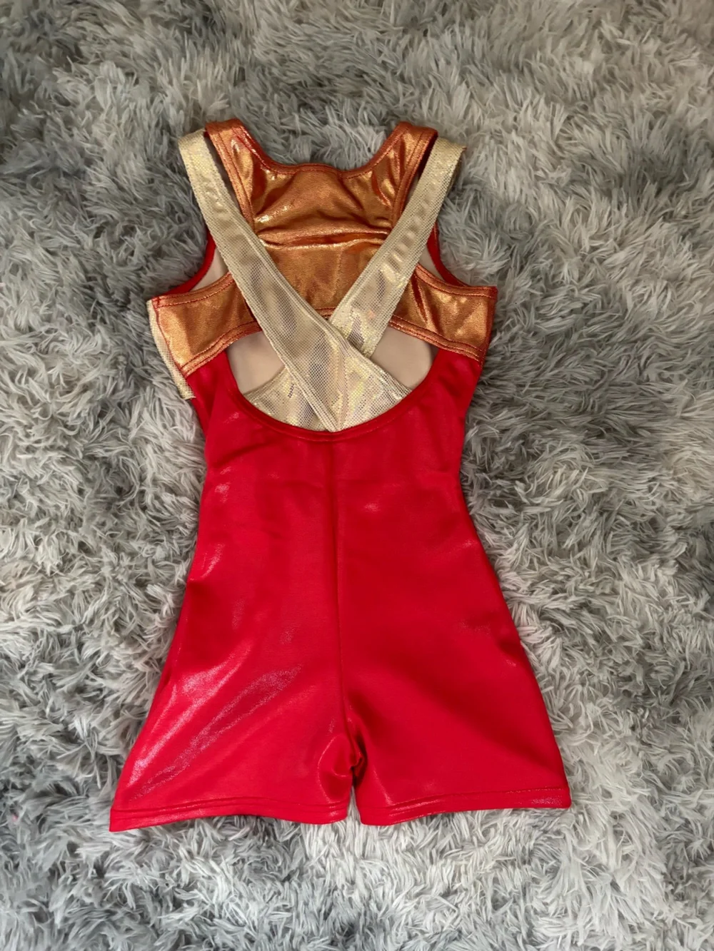 Capezio Gymnastics Dance Red and Gold Metallic leotard